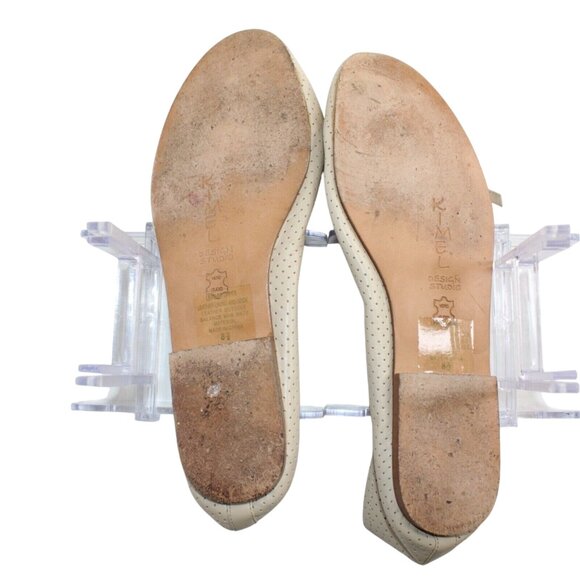 Kimel Design Studio Womens 8.5M Beige Leather Small Dot Pattern Bow Ballet Flats - Picture 9 of 10